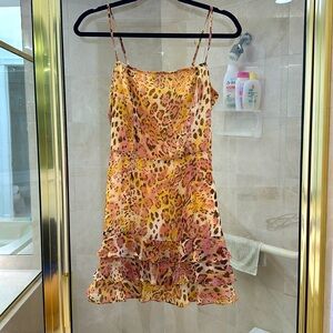 Size 6 Bardot animal print spaghetti strap dress